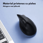 PC, gaming si accesorii - Periferice PC - Mouse - Mouse Vertical Wireless Ergonomic, QOVA®, Conectare prin Bluetooth 5.0 & USB 2.4GHz, Silentios, 2400 DPI Reglabil - Infinity.ro
