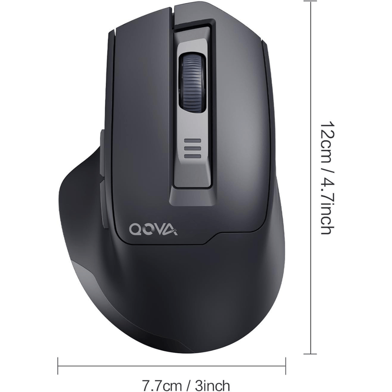 PC, gaming si accesorii - Periferice PC - Mouse - Mouse Wireless Reincarcabil Ergonomic, QOVA®, 2.4GHz, Silentios, 2400 DPI Reglabil, 5 Butoane, Reincarcabil USB-C - Infinity.ro