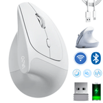 PC, gaming si accesorii - Periferice PC - Mouse - Mouse Vertical Wireless Ergonomic, QOVA®, Conectare prin Bluetooth 5.0 & USB 2.4GHz, Silentios, 2400 DPI Reglabil - Infinity.ro