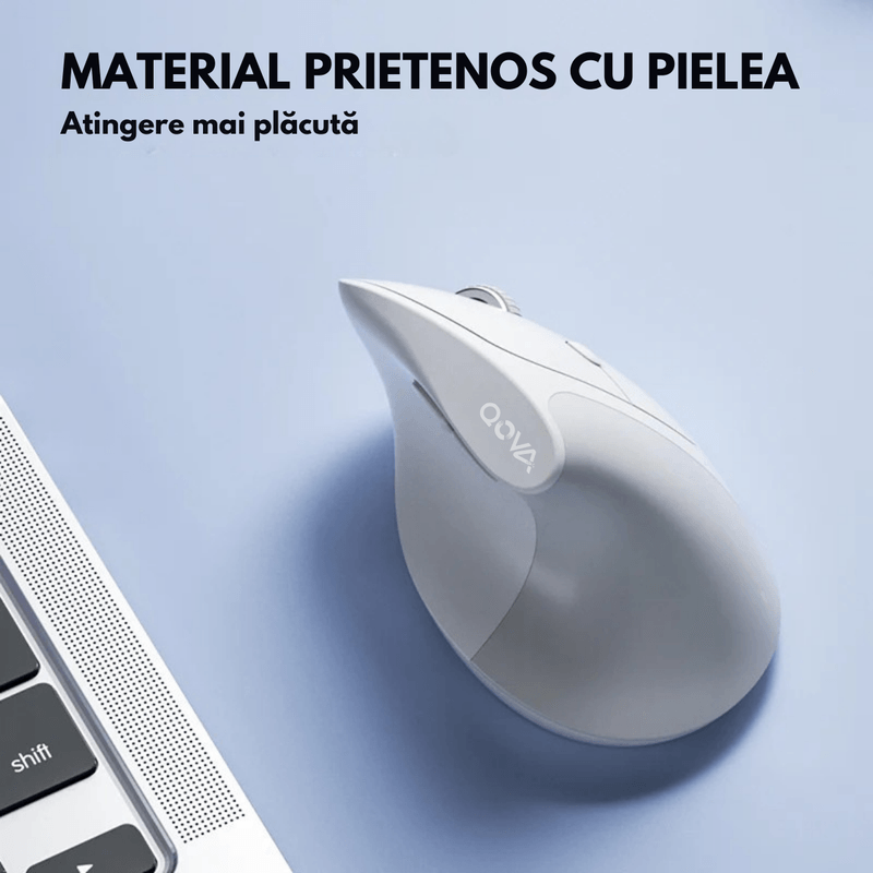 PC, gaming si accesorii - Periferice PC - Mouse - Mouse Vertical Wireless Ergonomic, QOVA®, Conectare prin Bluetooth 5.0 & USB 2.4GHz, Silentios, 2400 DPI Reglabil - Infinity.ro