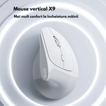 PC, gaming si accesorii - Periferice PC - Mouse - Mouse Vertical Wireless Ergonomic, QOVA®, Conectare prin Bluetooth 5.0 & USB 2.4GHz, Silentios, 2400 DPI Reglabil - Infinity.ro
