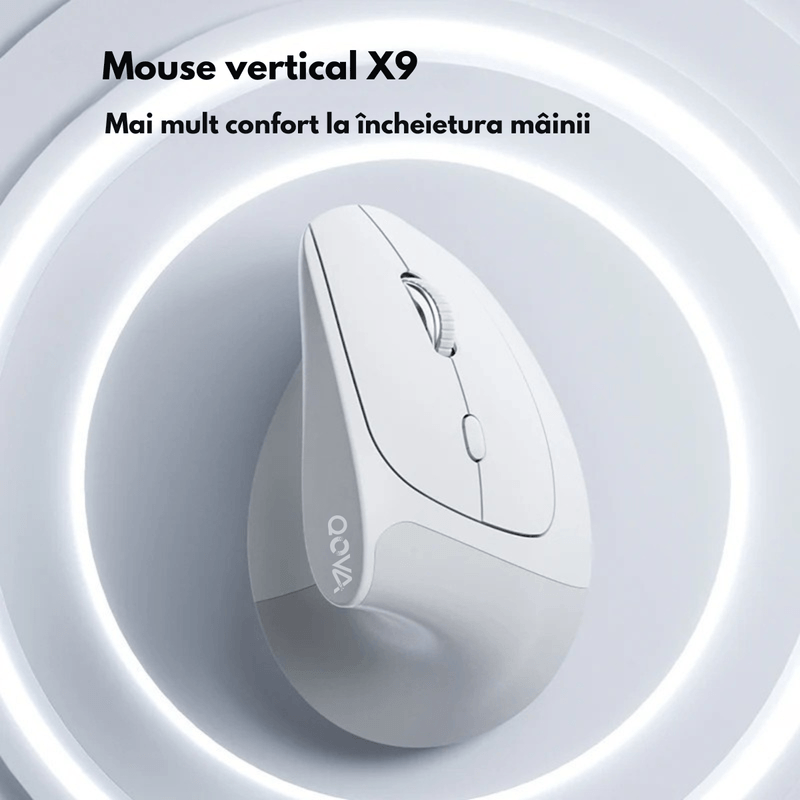 PC, gaming si accesorii - Periferice PC - Mouse - Mouse Vertical Wireless Ergonomic, QOVA®, Conectare prin Bluetooth 5.0 & USB 2.4GHz, Silentios, 2400 DPI Reglabil - Infinity.ro
