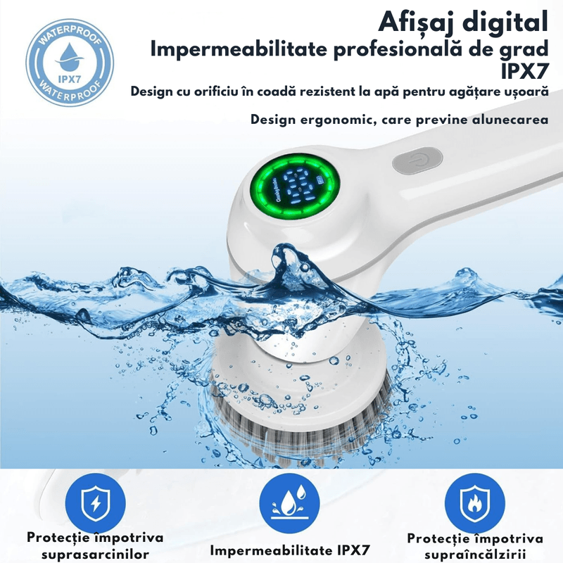 Electronice si Electrocasnice - Ingrijirea locuintei - Mopuri electrice - Perie electrica rotativa pentru curatare eficienta fara efort Qova®, Multifunctionala fara fir, maner fix, 7 Capete - Infinity.ro