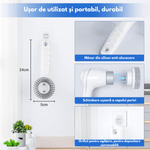 Electronice si Electrocasnice - Ingrijirea locuintei - Mopuri electrice - Perie electrica rotativa pentru curatare eficienta fara efort Qova®, Multifunctionala fara fir, maner fix, 7 Capete - Infinity.ro