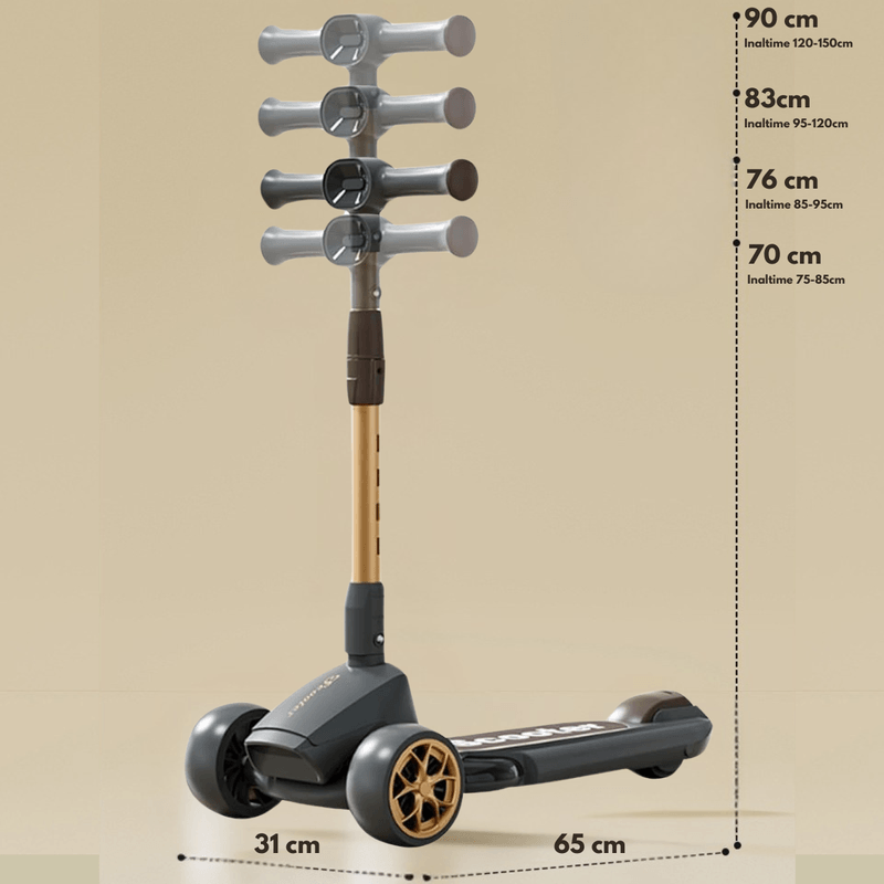 Sport si Outdoor - Role, trotinete si skateboard - Trotinete copii - Trotineta pliabila pentru copii cu Lumini LED integrate, Qova®, Stabilitate superioara cu 3 roti, Frana sigura - Infinity.ro