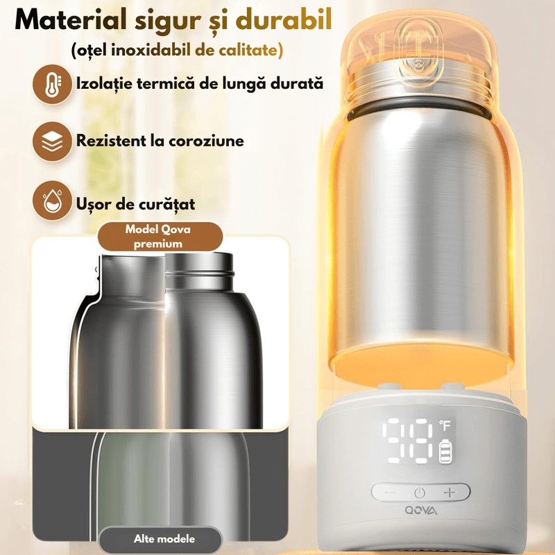 Jucarii, Copii si Bebe - Hrana si alaptare - Biberoane, suzete si accesorii hranire - Incalzitoare si termosuri bebe - Incalzitor Portabil Inteligent pentru Lapte, Apa si Lapte Matern, Qova®, Baterie 10.000 mAh, Incalzire Rapida, Mentinere - Infinity.ro