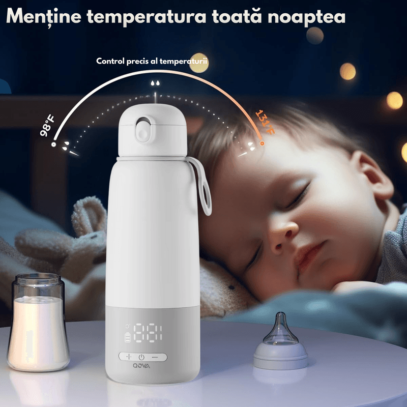 Jucarii, Copii si Bebe - Hrana si alaptare - Biberoane, suzete si accesorii hranire - Incalzitoare si termosuri bebe - Incalzitor Portabil Inteligent pentru Lapte, Apa si Lapte Matern, Qova®, Baterie 10.000 mAh, Incalzire Rapida, Mentinere - Infinity.ro