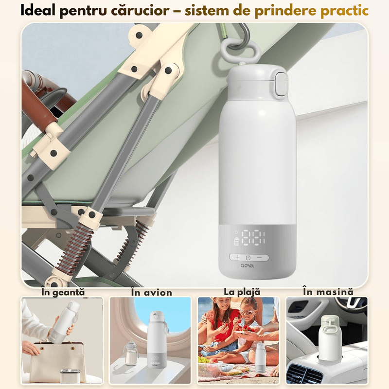 Jucarii, Copii si Bebe - Hrana si alaptare - Biberoane, suzete si accesorii hranire - Incalzitoare si termosuri bebe - Incalzitor Portabil Inteligent pentru Lapte, Apa si Lapte Matern, Qova®, Baterie 10.000 mAh, Incalzire Rapida, Mentinere - Infinity.ro