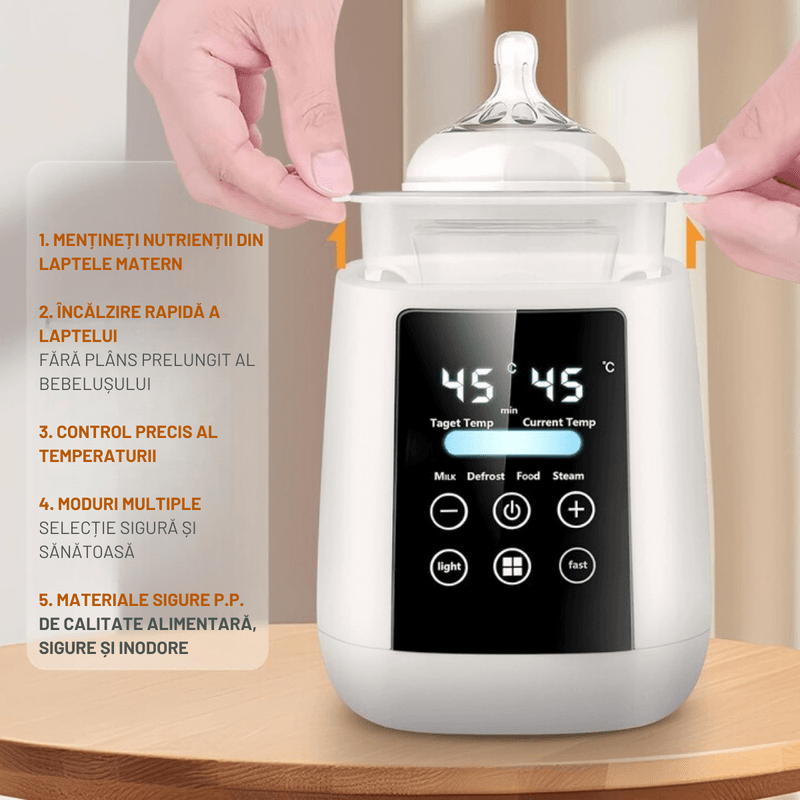 Jucarii, Copii si Bebe - Hrana si alaptare - Biberoane, suzete si accesorii hranire - Incalzitoare si termosuri bebe - Incalzitor biberoane Multifunctional 6 in 1, Sterilizator electric Qova® cu Ecran tactil, Incalzire Lapte si Alimente - Infinity.ro