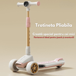 Sport si Outdoor - Role, trotinete si skateboard - Trotinete copii - Trotineta pliabila pentru copii cu Lumini LED integrate, Qova®, Stabilitate superioara cu 3 roti, Frana sigura - Infinity.ro