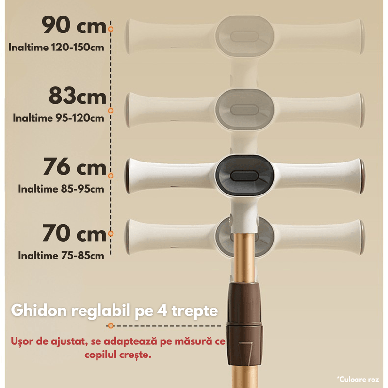 Sport si Outdoor - Role, trotinete si skateboard - Trotinete copii - Trotineta pliabila pentru copii cu Lumini LED integrate, Qova®, Stabilitate superioara cu 3 roti, Frana sigura - Infinity.ro