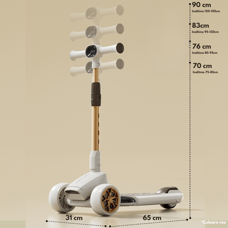 Sport si Outdoor - Role, trotinete si skateboard - Trotinete copii - Trotineta pliabila pentru copii cu Lumini LED integrate, Qova®, Stabilitate superioara cu 3 roti, Frana sigura - Infinity.ro
