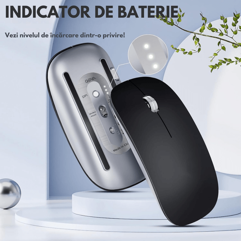 PC, gaming si accesorii - Periferice PC - Mouse - Mouse Wireless QOVA®, Dual Mode Bluetooth 5.1 & 2.4GHz, Reincarcabil USB-C, Click Silentios, DPI Reglabil 1600 max - Infinity.ro