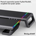 PC, gaming si accesorii - Desktop PC & monitoare - Accesorii monitoare - Suport Monitor si Laptop, Masuta Multifunctionala Qova®, cu lumini RGB reglabile si 4 Porturi USB, Tava Depozitare - Infinity.ro