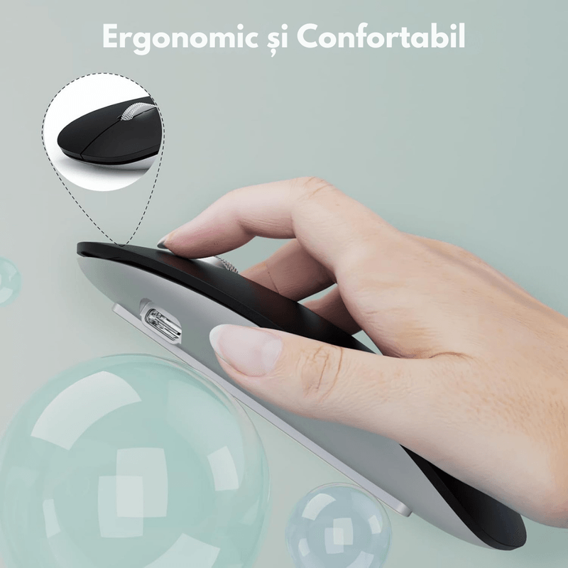 PC, gaming si accesorii - Periferice PC - Mouse - Mouse Wireless QOVA®, Dual Mode Bluetooth 5.1 & 2.4GHz, Reincarcabil USB-C, Click Silentios, DPI Reglabil 1600 max - Infinity.ro