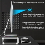 PC, gaming si accesorii - Desktop PC & monitoare - Accesorii monitoare - Suport Monitor si Laptop, Masuta Multifunctionala Qova®, cu lumini RGB reglabile si 4 Porturi USB, Tava Depozitare - Infinity.ro