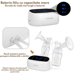 Jucarii, Copii si Bebe - Maternitate - Pompe de san - Pompa Electrica de San Bilaterala - Dubla, Qova®, Portabila - cu Doua Motoare, Multiple Moduri, 9 Niveluri de Aspiratie - Infinity.ro
