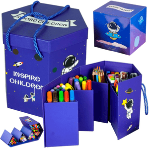 Set Creativ cu 93 de creioane colorate, carioci, markere, creta colorata si acuarele, Qova®, Markere pentru desen