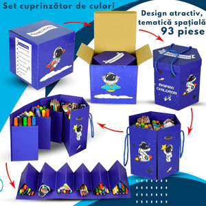 Set Creativ cu 93 de creioane colorate, carioci, markere, creta colorata si acuarele, Qova®, Markere pentru desen