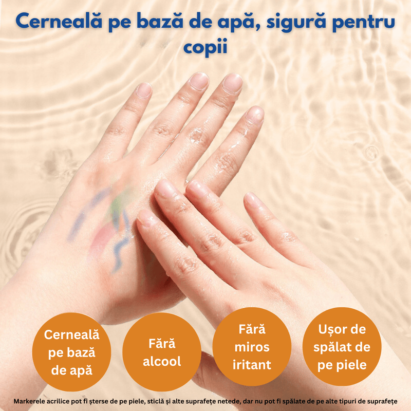 Carti si Birotica - Birotica - Instrumente de scris - Creioane - Set 80 de carioci profesionale Acrilice, cu cerneala pe baza de apa, Qova®, Markere multicolore pentru desen, Culori - Infinity.ro