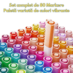 Carti si Birotica - Birotica - Instrumente de scris - Creioane - Set 80 de carioci profesionale Acrilice, cu cerneala pe baza de apa, Qova®, Markere multicolore pentru desen, Culori - Infinity.ro