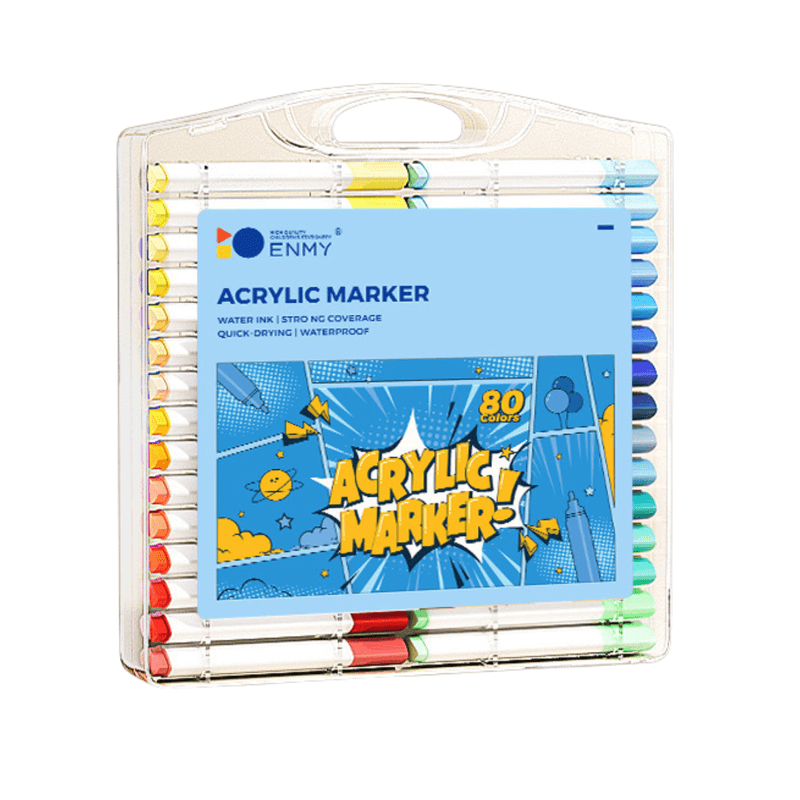 Carti si Birotica - Birotica - Instrumente de scris - Creioane - Set 80 de carioci profesionale Acrilice, cu cerneala pe baza de apa, Qova®, Markere multicolore pentru desen, Culori - Infinity.ro