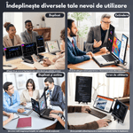 PC, gaming si accesorii - Desktop PC & monitoare - Monitoare - Monitor Extensibil si Portabil Dublu 14" FHD 1080p, Baza de Suport cu Racire, Extensie Ecran Qova® pentru Laptop - Infinity.ro