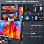 PC, gaming si accesorii - Desktop PC & monitoare - Monitoare - Monitor Extensibil si Portabil Dublu 14" FHD 1080p, Baza de Suport cu Racire, Extensie Ecran Qova® pentru Laptop - Infinity.ro