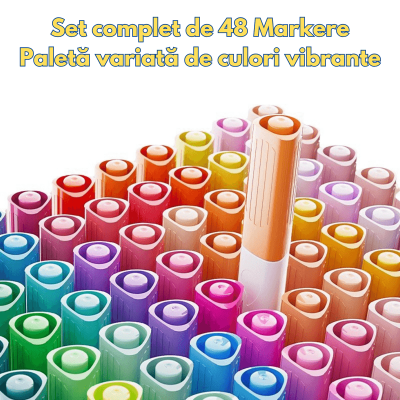 Carti si Birotica - Birotica - Instrumente de scris - Creioane - Set 48 de carioci profesionale Acrilice, cu cerneala pe baza de apa, Qova®, Markere multicolore pentru desen, Culori - Infinity.ro