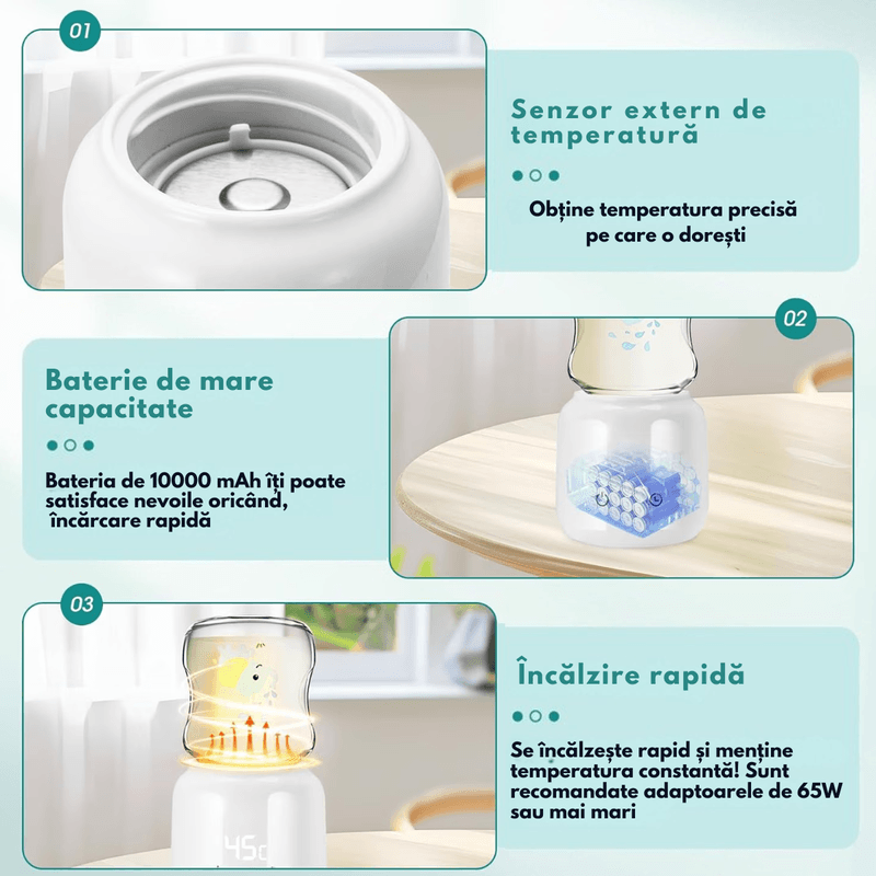 Jucarii, Copii si Bebe - Hrana si alaptare - Biberoane, suzete si accesorii hranire - Incalzitoare si termosuri bebe - Incalzitor Portabil pentru Biberoane QOVA® – Incalzire Rapida in 3-5 Minute, Pentru Lapte sau Apa, Fara Fir, Electric - Infinity.ro