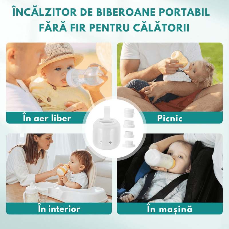 Jucarii, Copii si Bebe - Hrana si alaptare - Biberoane, suzete si accesorii hranire - Incalzitoare si termosuri bebe - Incalzitor Portabil pentru Biberoane QOVA® – Incalzire Rapida in 3-5 Minute, Pentru Lapte sau Apa, Fara Fir, Electric - Infinity.ro