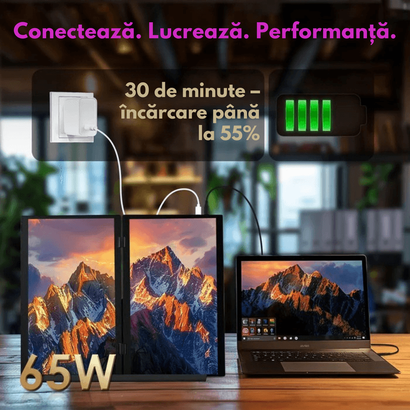 PC, gaming si accesorii - Desktop PC & monitoare - Monitoare - Monitor Dual cu Touchscreen, Pliabil si Portabil de 15.6 inch FHD pentru laptop, Qova®, Extender ecran 1080p, 360° - Infinity.ro