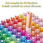 Carti si Birotica - Birotica - Instrumente de scris - Creioane - Set 60 de carioci profesionale Acrilice, cu cerneala pe baza de apa, Qova®, Markere multicolore pentru desen, Culori - Infinity.ro