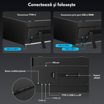 PC, gaming si accesorii - Desktop PC & monitoare - Monitoare - Monitor Portabil dual Extensibil de 14.2 inch, Qova®, Ecran IPS, Full HD 1080p, 300 Nits, 60Hz, Contrast 1.000:1 - Infinity.ro