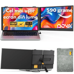 PC, gaming si accesorii - Desktop PC & monitoare - Monitoare - Monitor Portabil dual Extensibil de 14.2 inch, Qova®, Ecran IPS, Full HD 1080p, 300 Nits, 60Hz, Contrast 1.000:1 - Infinity.ro