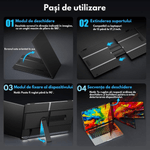 PC, gaming si accesorii - Desktop PC & monitoare - Monitoare - Monitor Portabil dual Extensibil de 14.2 inch, Qova®, Ecran IPS, Full HD 1080p, 300 Nits, 60Hz, Contrast 1.000:1 - Infinity.ro