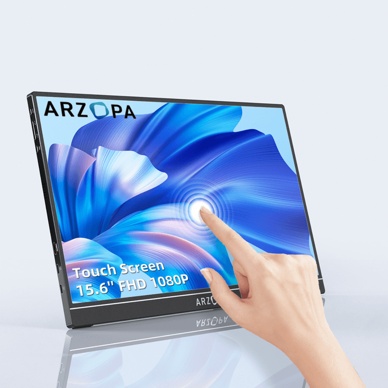 PC, gaming si accesorii - Desktop PC & monitoare - Monitoare - Monitor Portabil Tactil Arzopa & Qova® de 15.6" Full HD 1080p, 10 Puncte Touchscreen, USB-C/HDMI, HDR, Subtire 9.3mm - Infinity.ro