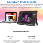 PC, gaming si accesorii - Desktop PC & monitoare - Monitoare - Monitor Portabil Tactil Arzopa & Qova® de 15.6" Full HD 1080p, 10 Puncte Touchscreen, USB-C/HDMI, HDR, Subtire 9.3mm - Infinity.ro
