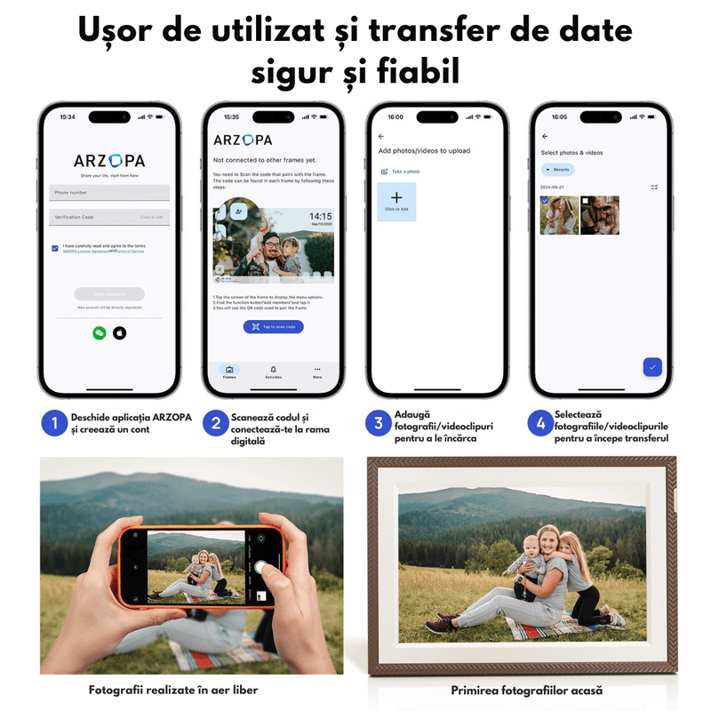 TV, Audio-Video si Foto - Aparate foto si accesorii - Accesorii foto si video - Rame foto digitale - Rama Foto Digitala Wifi cu Ecran IPS HD 10.1 inch, Memorie 32GB, Azorpa&Qova® D10, Touchscreen, Suport Card 128GB - Infinity.ro