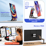 PC, gaming si accesorii - Desktop PC & monitoare - Monitoare - Monitor Triplu Extensibil si Portabil pentru laptop, QOVA®, Quad Screen de 3×15,6inch, 3 Ecrane Full HD IPS, 1080P - Infinity.ro