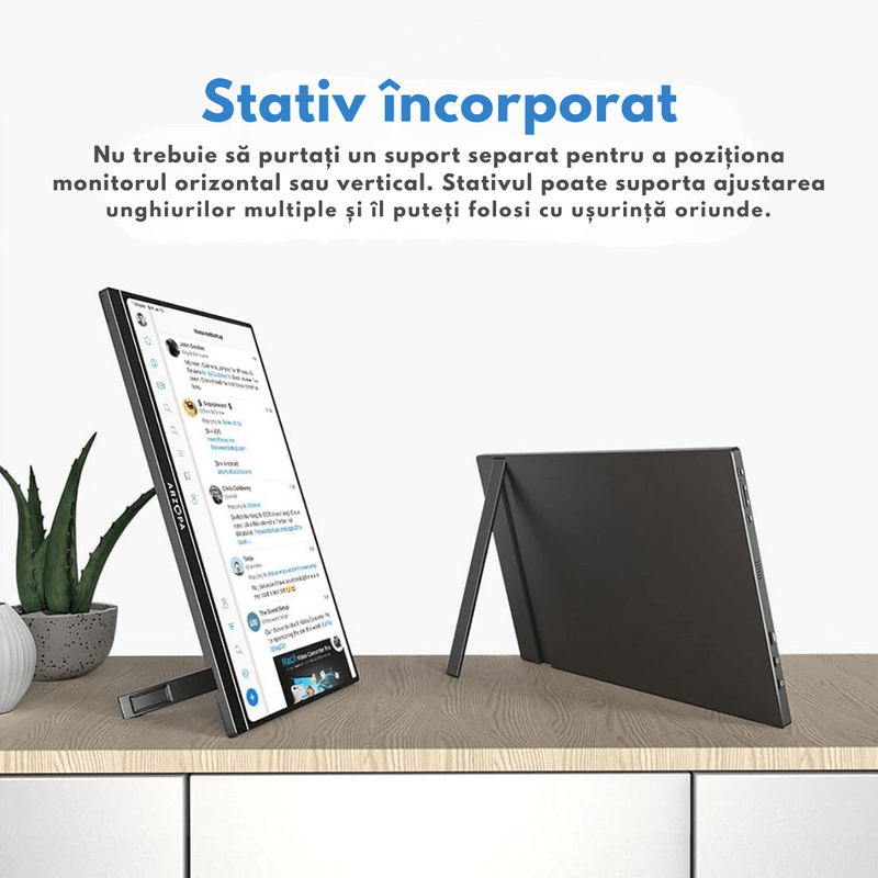 PC, gaming si accesorii - Desktop PC & monitoare - Monitoare - Monitor Portabil Arzopa & Qova® de 16" inch, 2.5K QHD (2560x1600), 123% sRGB, HDR, Ultra-Subtire, 60Hz, USB-C & HDMI - Infinity.ro