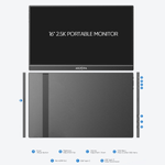 PC, gaming si accesorii - Desktop PC & monitoare - Monitoare - Monitor Portabil Arzopa & Qova® de 16" inch, 2.5K QHD (2560x1600), 123% sRGB, HDR, Ultra-Subtire, 60Hz, USB-C & HDMI - Infinity.ro