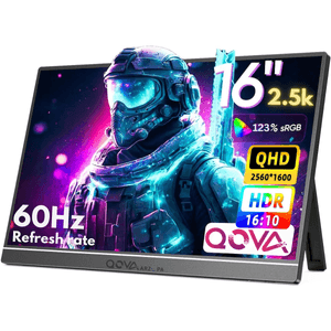 Monitor Portabil Arzopa & Qova® de 16" inch, 2.5K QHD (2560x1600), 123% sRGB, HDR, Ultra-Subtire, 60Hz, USB-C & HDMI