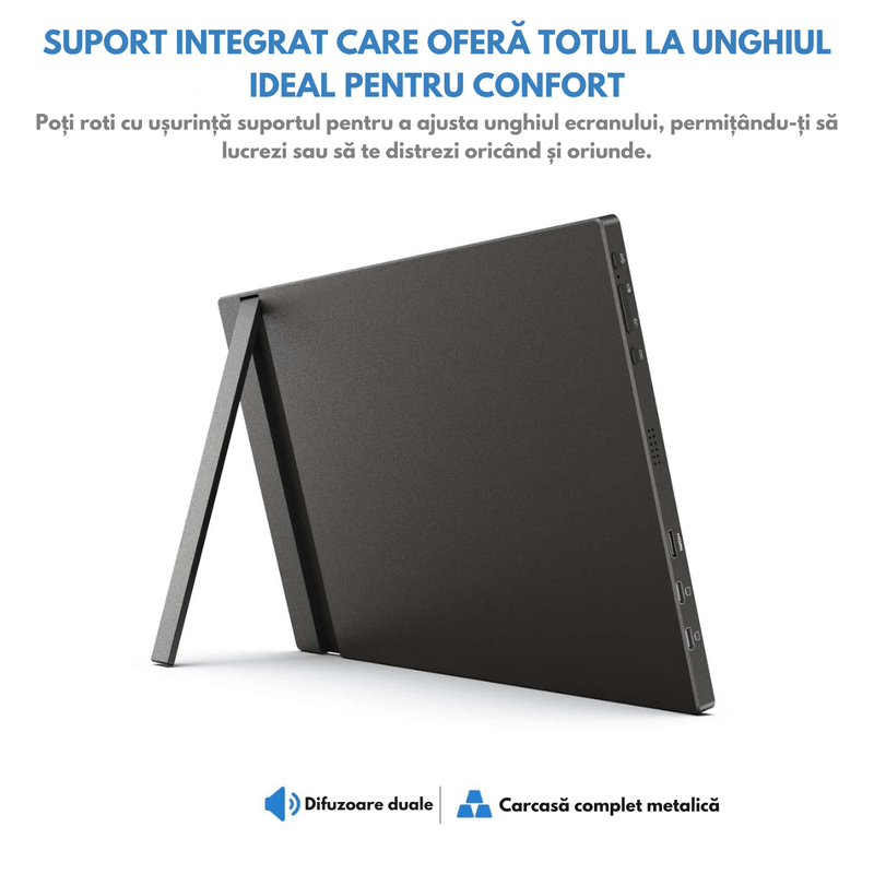 PC, gaming si accesorii - Desktop PC & monitoare - Monitoare - Monitor Portabil Arzopa & Qova® de 14" inch, Full HD 1080p, Ultra-Subtire, 60Hz, USB-C & HDMI, HDR, Compatibil Laptop - Infinity.ro