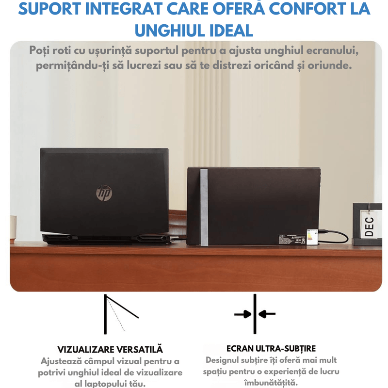 PC, gaming si accesorii - Desktop PC & monitoare - Monitoare - Monitor Portabil Arzopa & Qova® de 14" inch, Full HD 1080p, Ultra-Subtire, 60Hz, USB-C & HDMI, HDR, Compatibil Laptop - Infinity.ro