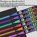 Carti si Birotica - Birotica - Instrumente de scris - Creioane - Set 12 carioci profesionale Acrilice cu Varf dublu, 24 Culori cu cerneala pe baza de apa, QOVA®,multicolore pentru desen - Infinity.ro