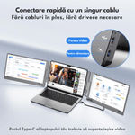 PC, gaming si accesorii - Desktop PC & monitoare - Monitoare - Monitor Extensibil si Portabil pentru laptop, Qova®, ecran 14 inchi FHD 1080P IPS, Pliabil la 360 de Grade, Tri-screen - Infinity.ro