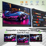 PC, gaming si accesorii - Desktop PC & monitoare - Monitoare - Monitor Extensibil si Portabil pentru laptop, Qova®, Extensie de ecran Duale de 14 inch IPS Full HD, 1920x1080,sRGB 100% - Infinity.ro