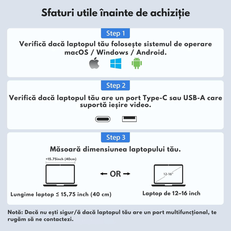 PC, gaming si accesorii - Desktop PC & monitoare - Monitoare - Monitor Extensibil si Portabil pentru laptop, Qova®, ecran 14 inchi FHD 1080P IPS, Pliabil la 360 de Grade, Tri-screen - Infinity.ro