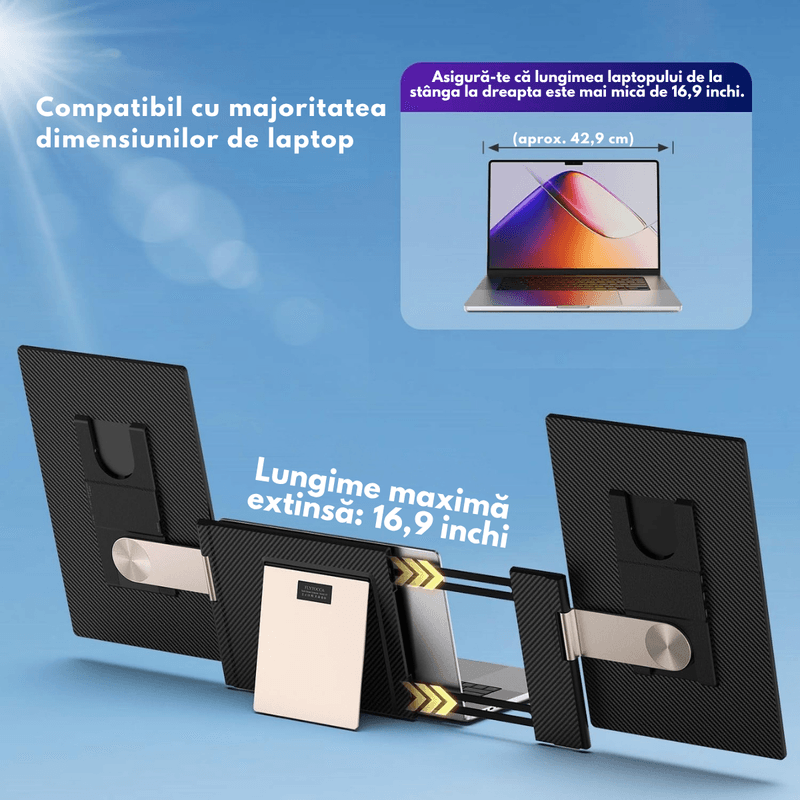 PC, gaming si accesorii - Desktop PC & monitoare - Monitoare - Monitor Extensibil si Portabil pentru laptop, Qova®, Extensie de ecran Duale de 16 inch IPS, 1920x1200, sRGB 120%, 16:10 - Infinity.ro